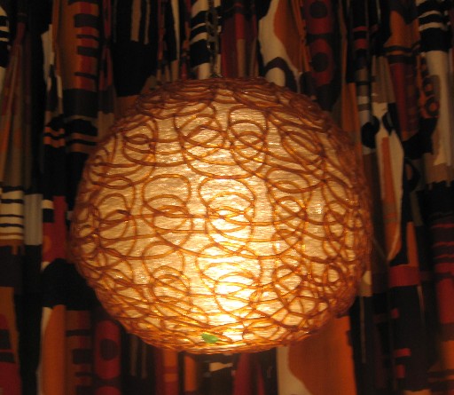 Amber and Clear 1960s Spaghetti Pendant Lamp