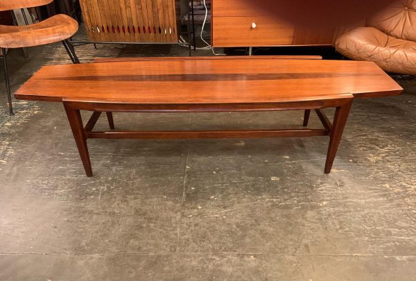 Walnut & Rosewood Surfboard Coffee Table from the 1950s
