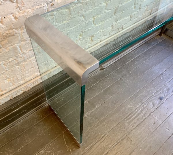 Nickel and Glass Console Table Attributed to Leon Rosen for Pace