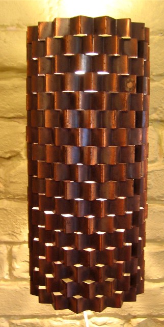 Crimped Copper Sculptural Wall Sconce