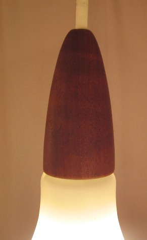 Danish Glass and Walnut Pendant Lamp
