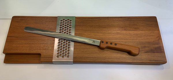 Teak Fish/Bread Board with Knife by Richard Nissen, Denmark