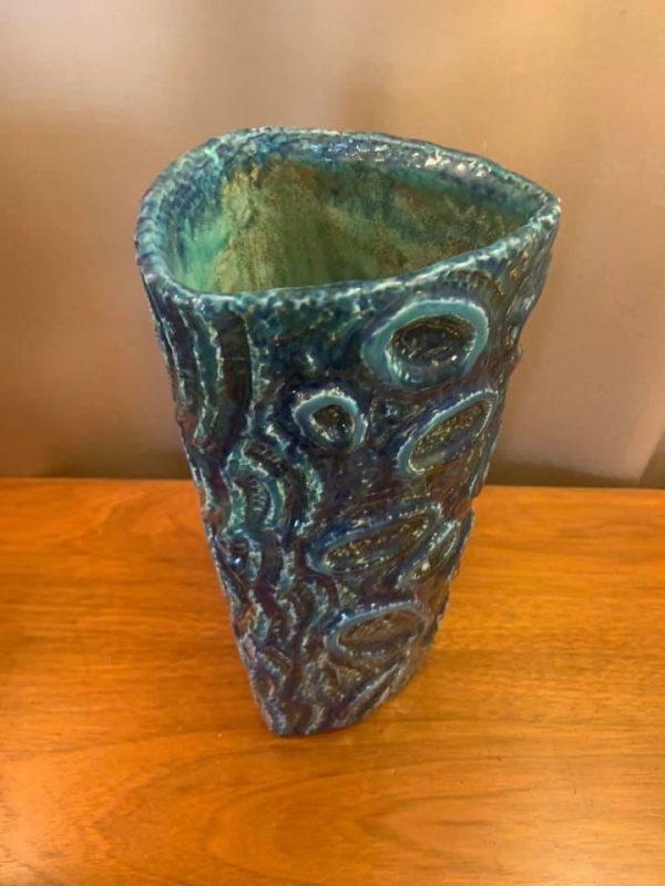 Large Highly Figured Studio Ceramic Vase