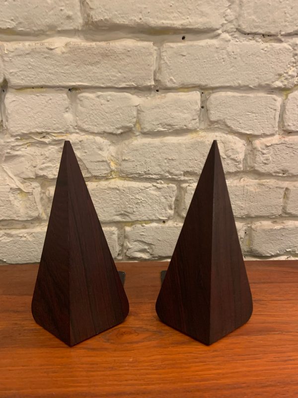 Pair of Elongated Pyramid Rosewood Bookends