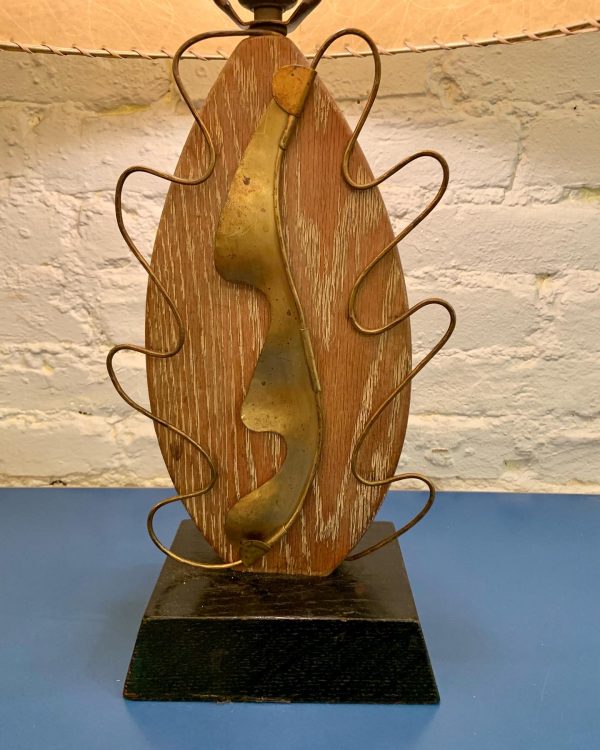Yasha Heifetz Cerused Oak & Brass Table Lamp