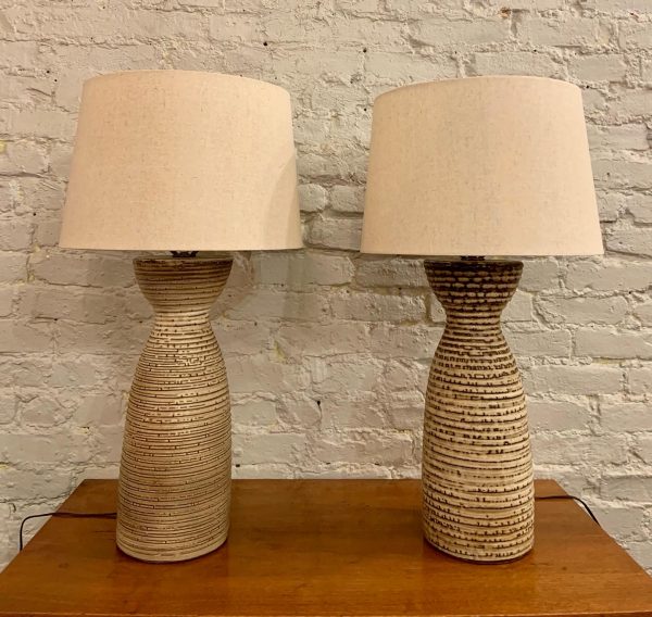 Pair of Near-Match Lee Rosen, Design Technics Ceramic Lamps