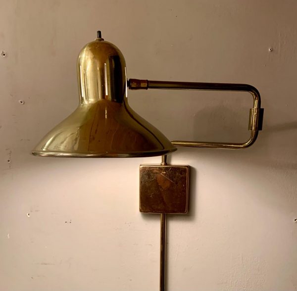 Wall Mounted Brass & Aluminum Swing Arm Lamp