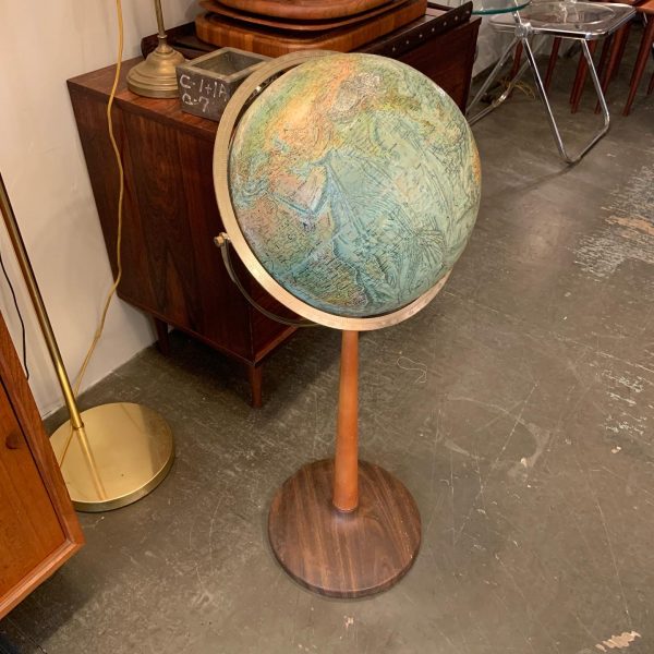 1970s Raised World Globe with Textured Elevations