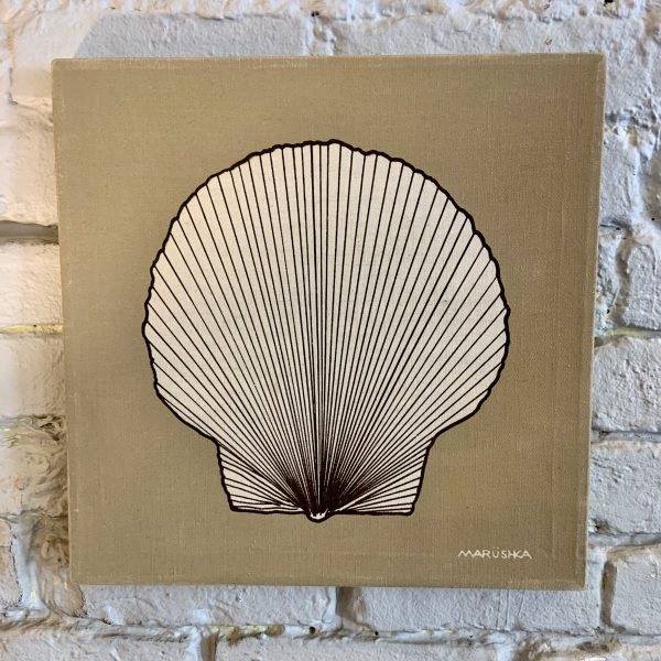 1970s Printed Fabric Art by Marushka: Scallop Shell