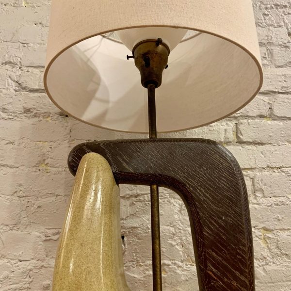 Cerused Oak & Ceramic Interlocking Table Lamp