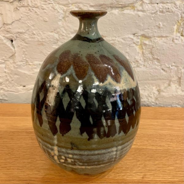 Flared Mouth Studio Pottery Stoneware Vase
