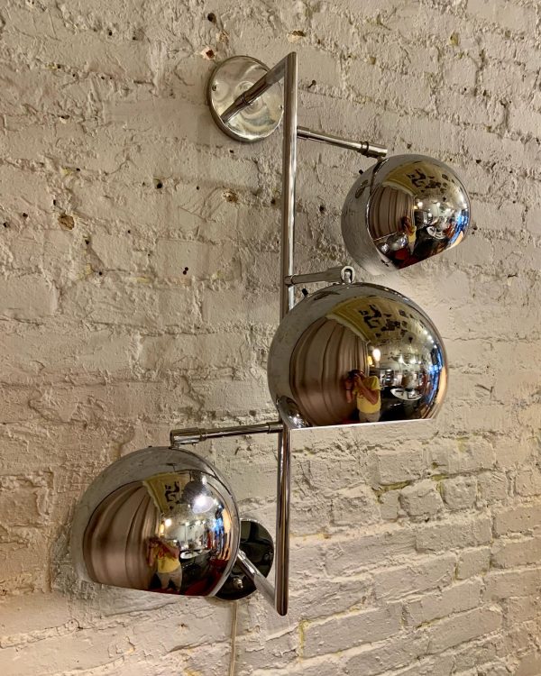 Three Ball Chrome Bracket Lamp by Koch and Lowy