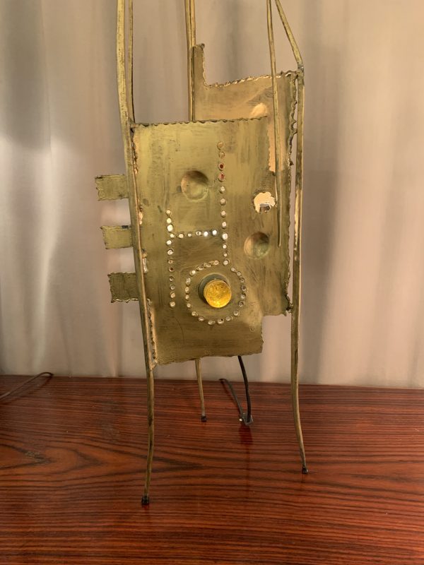 Welded Sheet Metal Brutalist Table Lamp/Sculpture from the 1970s