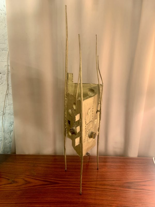 Welded Sheet Metal Brutalist Table Lamp/Sculpture from the 1970s