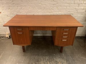 Danish Teak Desk with Rosewood Pull-Out Writing Tables
