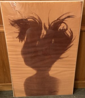Large Framed Prints from the Early 90s, Female Form Backlit Behind Scrim
