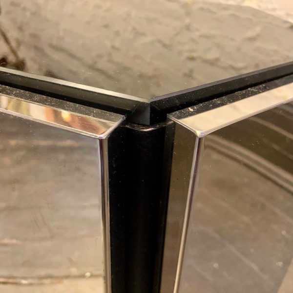 Six Sided Side Tables with Chrome Panels and Bronze Glass Tops