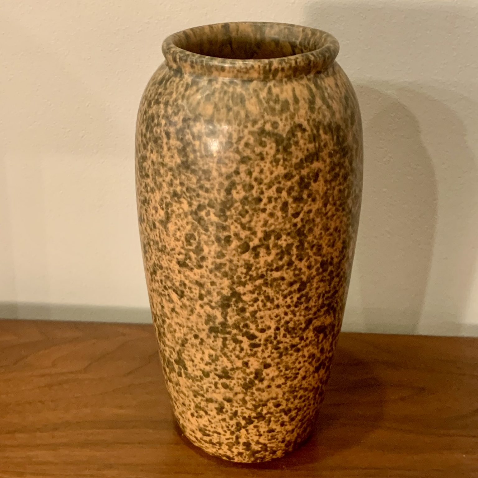 Studio Pottery Vase with Granitelike Glaze Decor MidCentury Modern