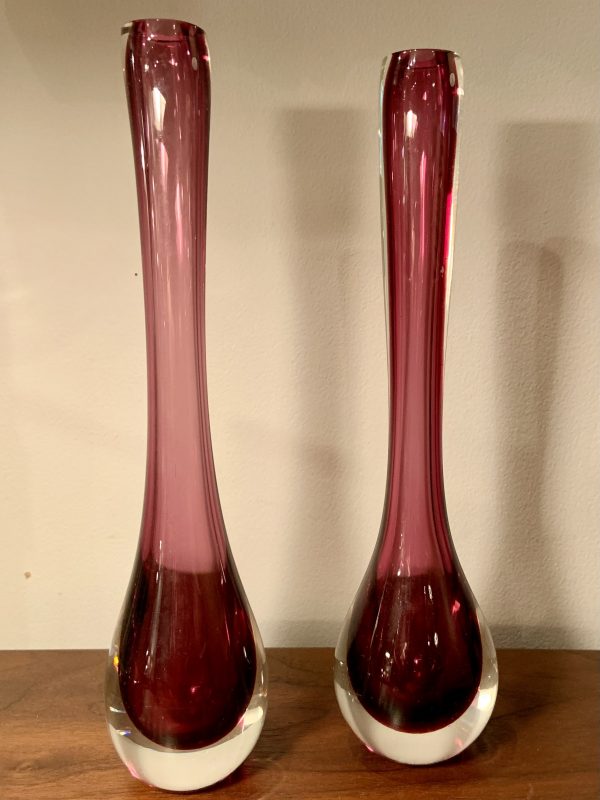 Amethyst Sommerso Glass Bud Vases by Flavio Poli
