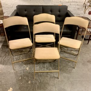 Set of Four Fritz Metal & Velvet Folding Chairs