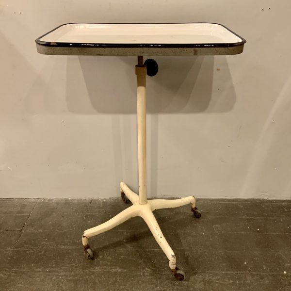 Enameled Metal and Cast Iron Adjustable Tray Table