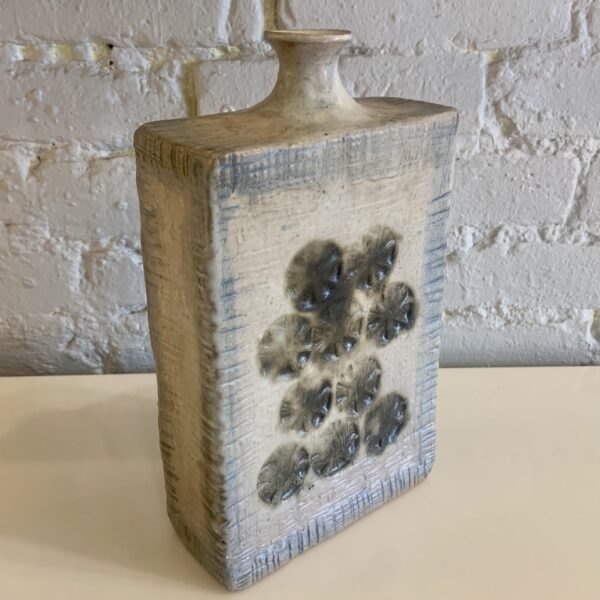 Rectangular Studio Pottery Bottle Vase with Impressed Decoration