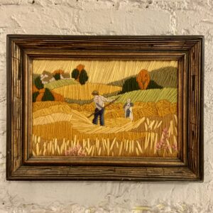 Framed Embroidered Landscape, Harvesting