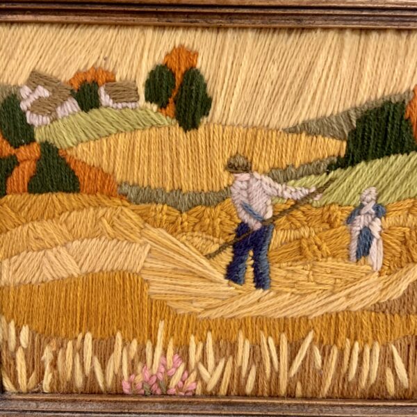 Framed Embroidered Landscape, Harvesting