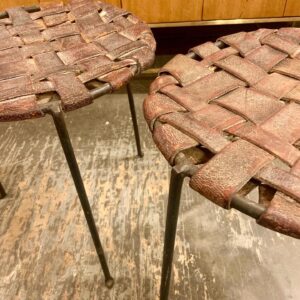 Iron and Woven Leather Studio Craft Stools by Lila Swift and Donald Monell