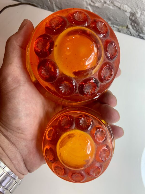 Red Amberina Moon & Star 5 Piece Canister Set by L E Smith