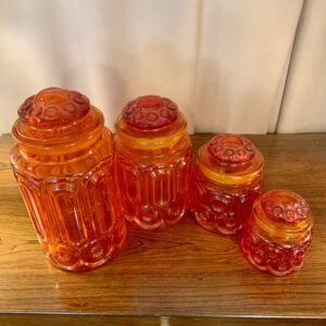 Red Amberina Moon & Star 5 Piece Canister Set by L E Smith