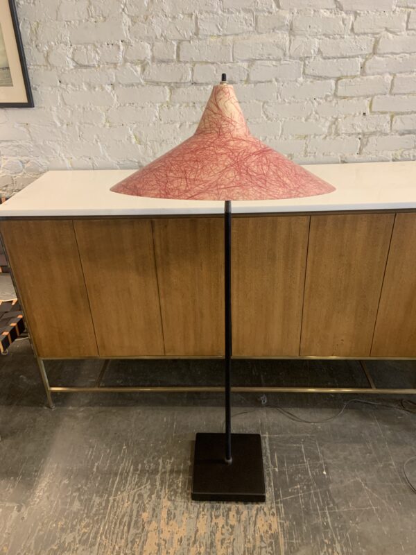 Gooseneck Floor Lamp with Fiberglass Shade in the style of Kurt Versen