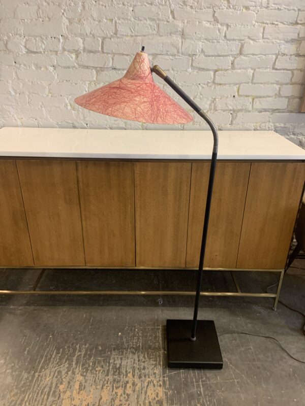 Gooseneck Floor Lamp with Fiberglass Shade in the style of Kurt Versen