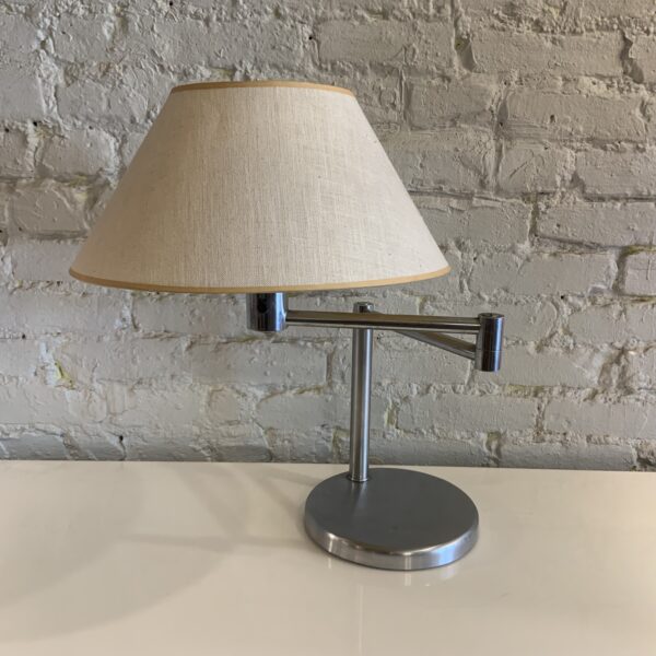 Nessen Nickel Plated Swing Arm Table Lamp