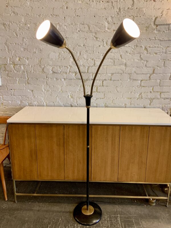 Double Gooseneck Floor Lamp in the style of Gerald Thurston