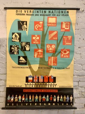 West German Teaching Chart ca 1960s "The United Nations"