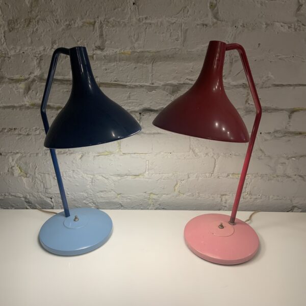 Pair of Red & Blue Articulating Task Lamps