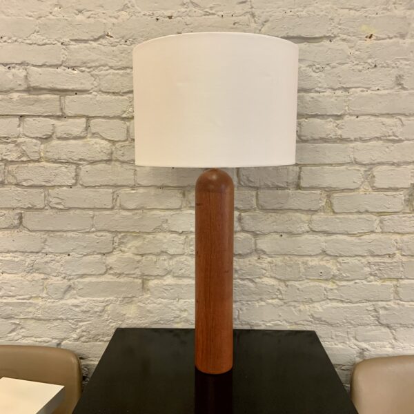 Tall Turned Teak Table Lamp Imported by George Kovacs