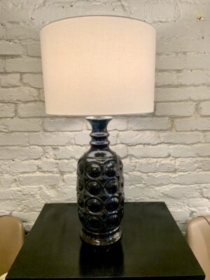 West German Midnight Blue Ceramic Table Lamp