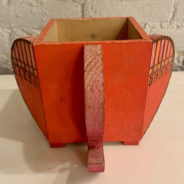 Hot Pink Wooden Elephant Box from the 1970s