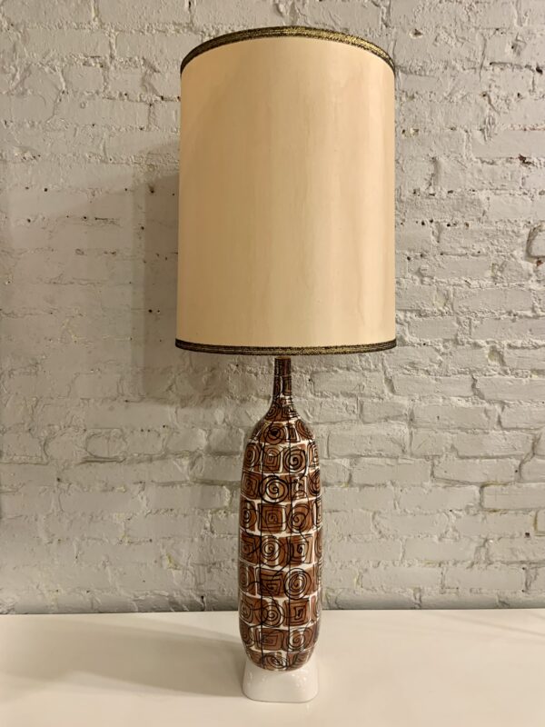 Large Ceramic Table Lamp with Abstract Decor by Mancioli
