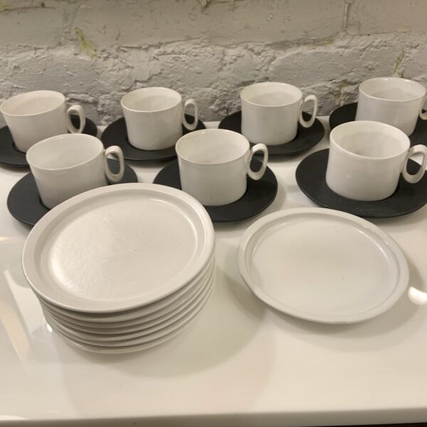 White & Black Cups & Saucers by Yusuke Aida for Bennington Potters