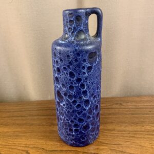 Bottle Vase with Deep Blue Crater Glaze by Scheurich
