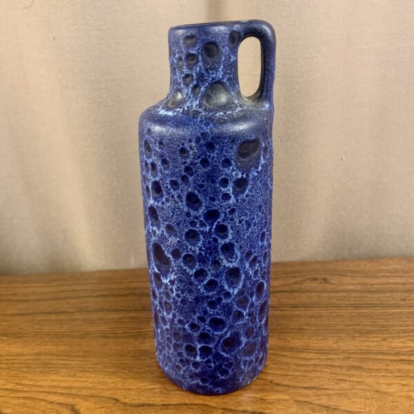Bottle Vase with Deep Blue Crater Glaze by Scheurich