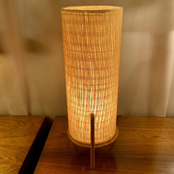 Three Legged Grasscloth Cylinder Table Lamp