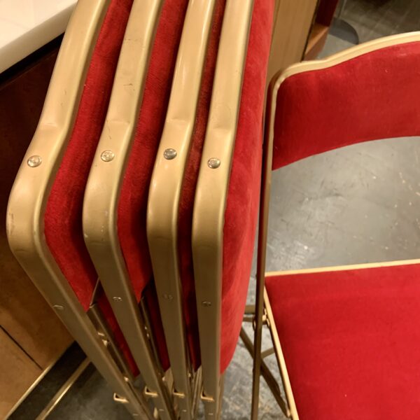 Set of Five Red Velvet Fritz & Co Folding Chairs
