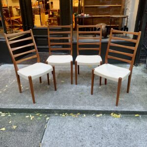 Set of Four Teak Ladder Back Chairs by Svegards, Sweden