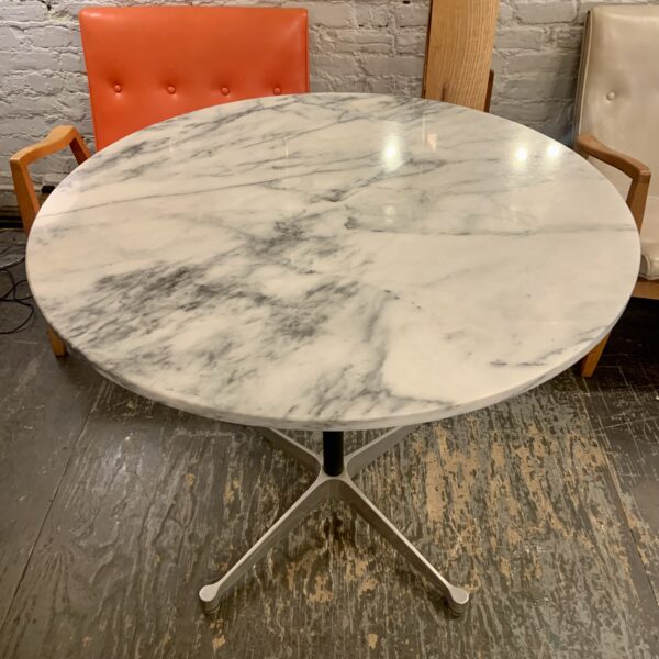 Eames Aluminum Group Table with Carrera Marble Top