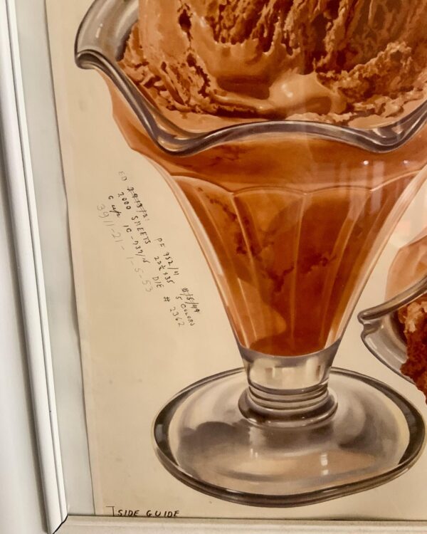 Framed Ice Cream Advertising Illustration Poster from the 1950s