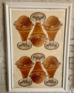 Framed Ice Cream Advertising Illustration Poster from the 1950s